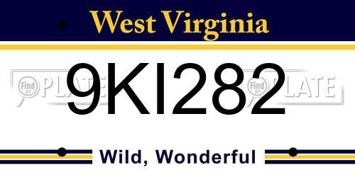 9KI282 West Virginia License Plate