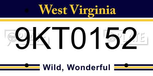 9KT0152 West Virginia License Plate