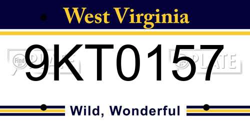 9KT0157 West Virginia License Plate
