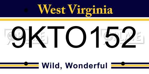 9KTO152 West Virginia License Plate