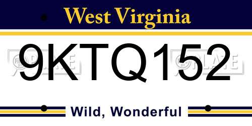 9KTQ152 West Virginia License Plate