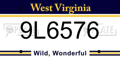 9L6576 West Virginia License Plate