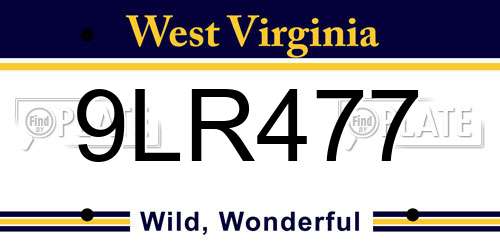 9LR477 West Virginia License Plate