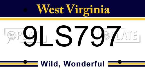 9LS797 West Virginia License Plate