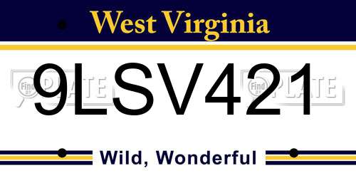 9LSV421 West Virginia License Plate