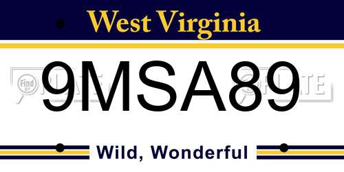 9MSA89 West Virginia License Plate