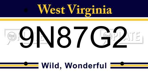 9N87G2 West Virginia License Plate