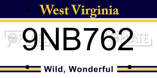 9NB762 West Virginia License Plate