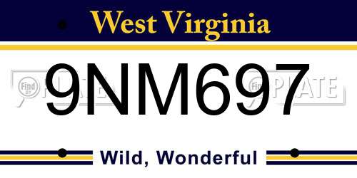 9NM697 West Virginia License Plate