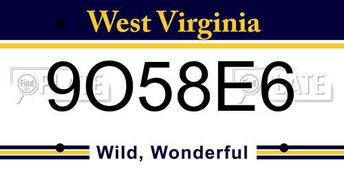 9O58E6 West Virginia License Plate