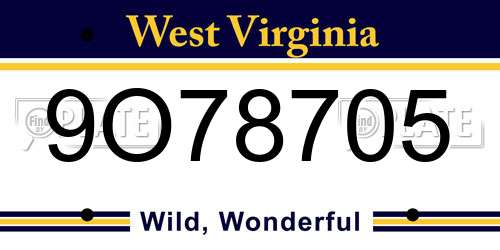 9O78705 West Virginia License Plate
