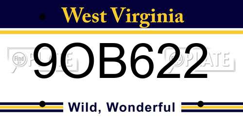 9OB622 West Virginia License Plate