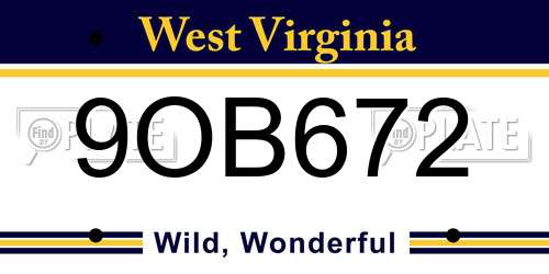 9OB672 West Virginia License Plate