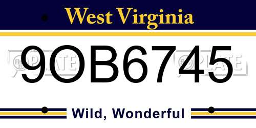 9OB6745 West Virginia License Plate