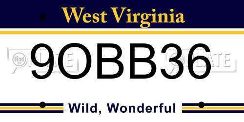 9OBB36 West Virginia License Plate
