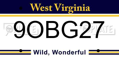 9OBG27 West Virginia License Plate