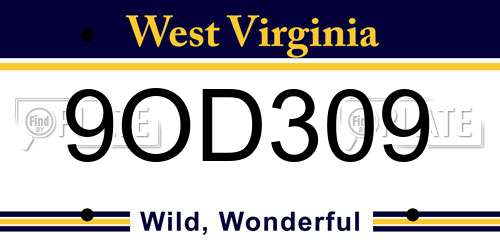 9OD309 West Virginia License Plate
