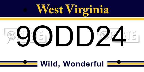 9ODD24 West Virginia License Plate