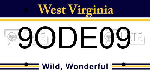 9ODE09 West Virginia License Plate