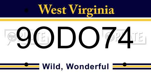 9ODO74 West Virginia License Plate