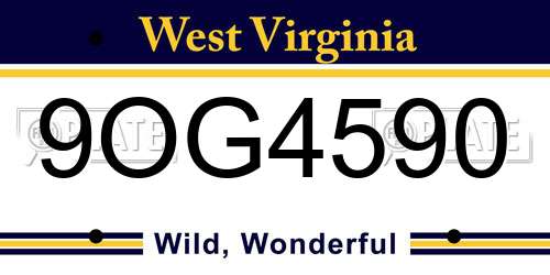 9OG4590 West Virginia License Plate