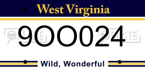 9OO024 West Virginia License Plate