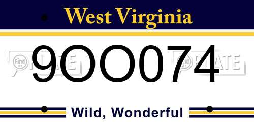 9OO074 West Virginia License Plate