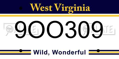 9OO309 West Virginia License Plate