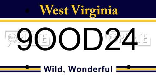9OOD24 West Virginia License Plate