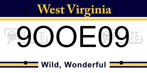 9OOE09 West Virginia License Plate