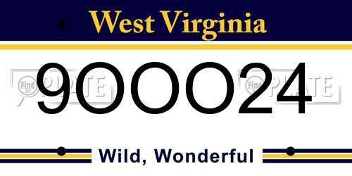 9OOO24 West Virginia License Plate