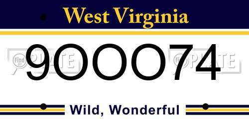 9OOO74 West Virginia License Plate