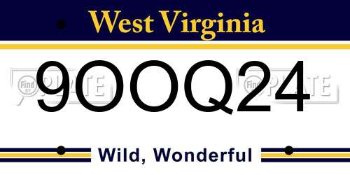 9OOQ24 West Virginia License Plate