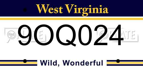 9OQ024 West Virginia License Plate