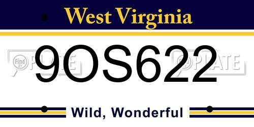 9OS622 West Virginia License Plate