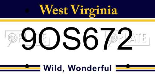 9OS672 West Virginia License Plate