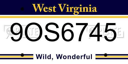 9OS6745 West Virginia License Plate