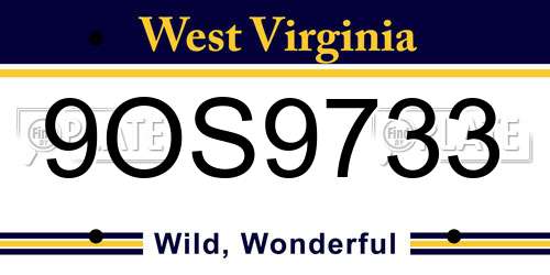 9OS9733 West Virginia License Plate