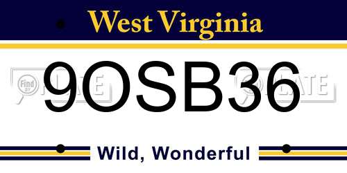 9OSB36 West Virginia License Plate