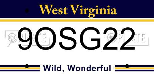 9OSG22 West Virginia License Plate