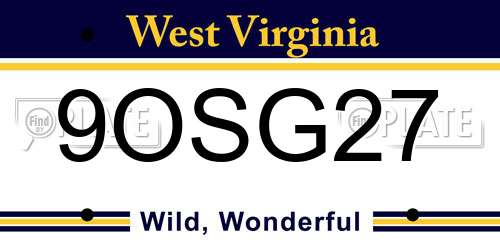 9OSG27 West Virginia License Plate