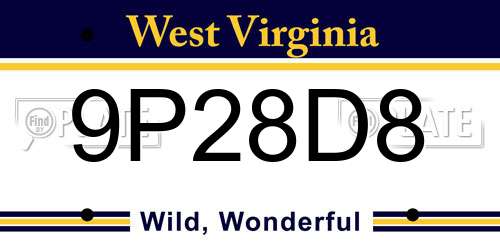 9P28D8 West Virginia License Plate