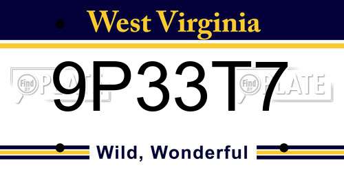9P33T7 West Virginia License Plate