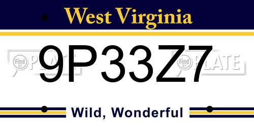 9P33Z7 West Virginia License Plate