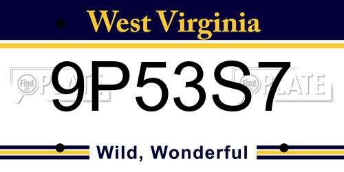 9P53S7 West Virginia License Plate