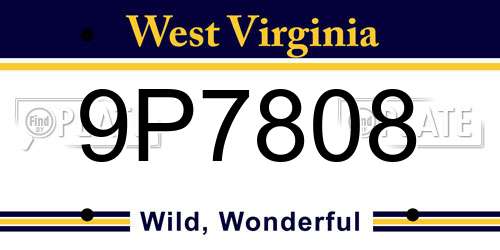 9P7808 West Virginia License Plate