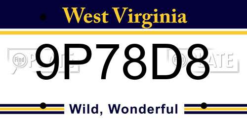 9P78D8 West Virginia License Plate