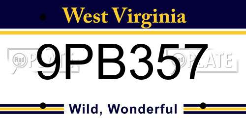 9PB357 West Virginia License Plate