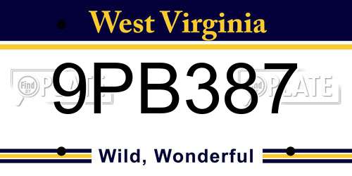 9PB387 West Virginia License Plate