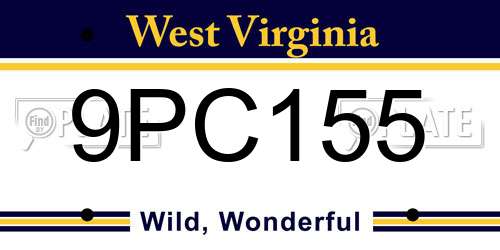 9PC155 West Virginia License Plate